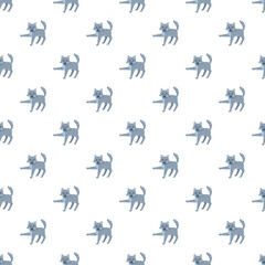 Obraz premium Cute gray wolf puppies forming a seamless wildlife pattern
