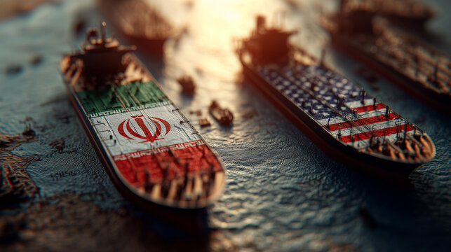 Graphical image depicting the Iran war and the blockade of the Strait of Hormuz