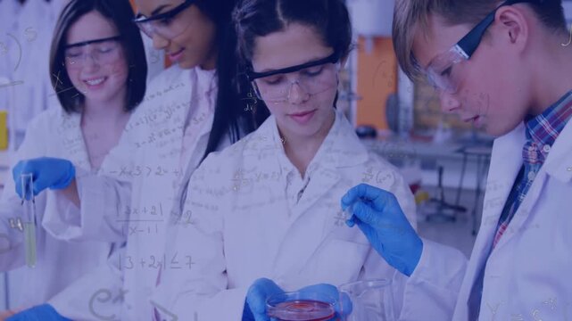 Animation of mathematical equations over diverse schoolchildren during chemistry lesson