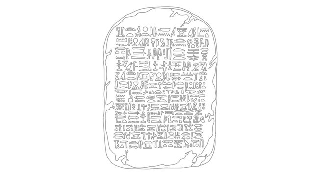 Ancient Egyptian Hieroglyphics Stone Tablet Outline
