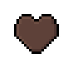 Fototapeta premium Digital brown pixel art heart icon, embodying concepts of retro charm, symbolic love, and vitality for game design, apps, or graphic projects