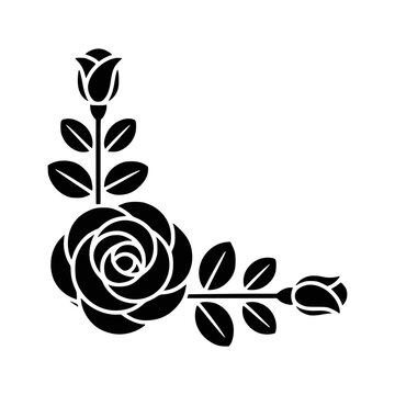 Drawing of roses, engraved style rose art, engraving roses black and white