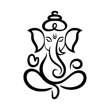 lord ganesha line art drawing, god ganesh picture, god ganesh vector image