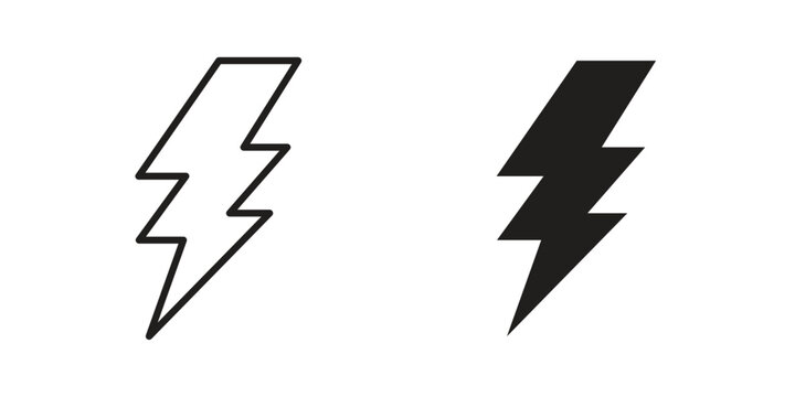 flash icon in black and white. clipart and line style icons