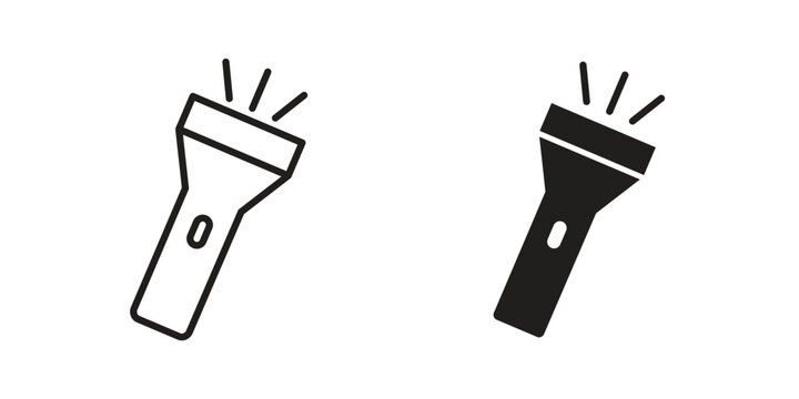 Flashlight icon in black and white. clipart and line style icons