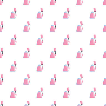 Pink nail polish bottles with brushes creating a repeating cosmetic pattern