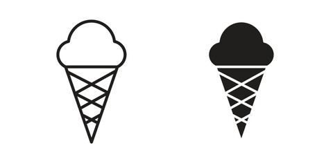 Ice cream icon in black and white. clipart and line style icons © Shikon