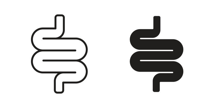 Intestine icon in black and white. clipart and line style icons
