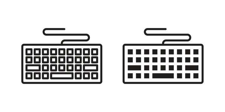 Keyboard icon in black and white. clipart and line style icons