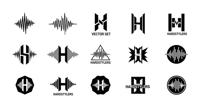 Collection of Abstract Soundwave and Letter H Logos.