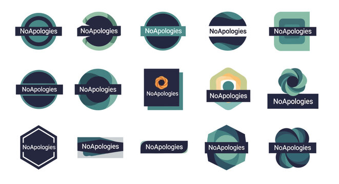 Collection of No Apologies Logos and Branding Elements.