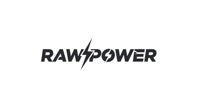 Raw Power Logo Design with Lightning Bolt Symbol.