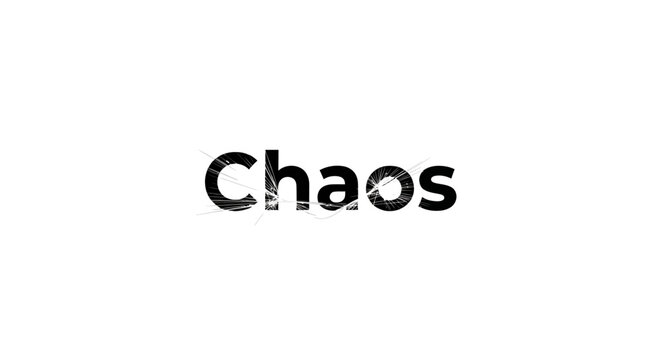 The word Chaos in distressed black font on a white background.