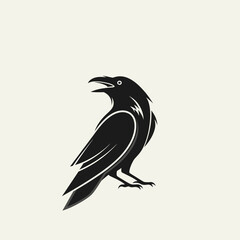 Naklejka premium Stylized Black Raven Bird Silhouette Icon.