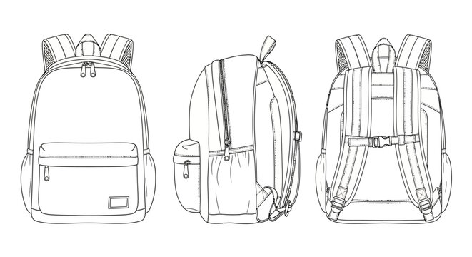 Multiview Backpack Design Featuring Zippers and Pockets