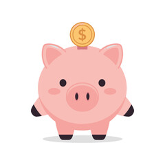 Fototapeta premium Cute Pink Pig with Coin.