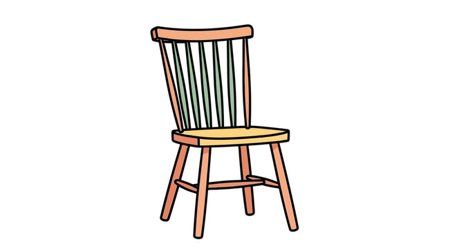 Wooden Chair with Slatted Backrest.