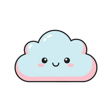 Cute cartoon smiling cloud face.