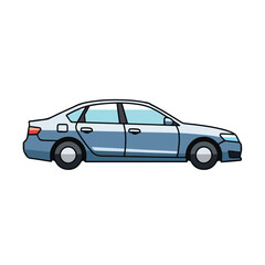 Obraz premium Side view of a blue sedan car on white background