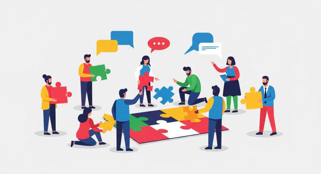 People Working Team Puzzle Together.