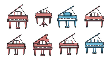Naklejka premium Colorful illustration of grand pianos.