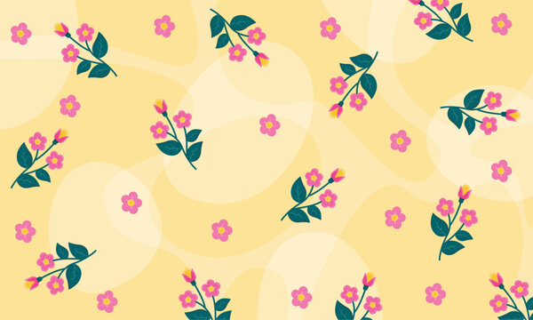 Flowers background vector. Springs background in yellow color.