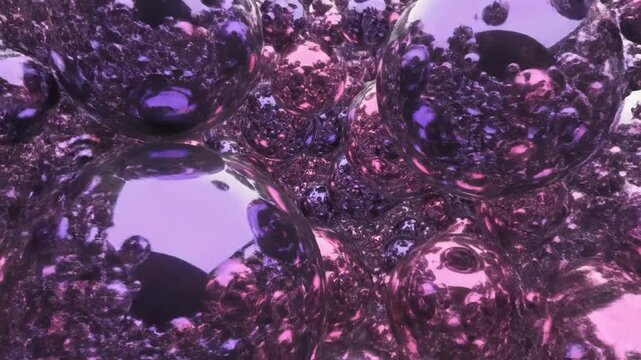 Purple Bubbles with Pink Reflections Closeup.