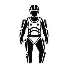 Fototapeta premium Robotic humanoid figure icon. Flat design vector illustration for technology and innovation themes