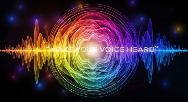 Vibrant Sound Waves Emanating in Rainbow Spectrum