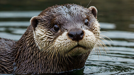 close up of a otter