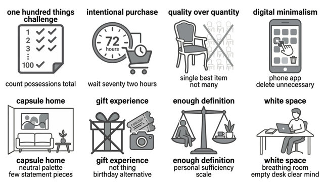 Minimalism and Simple Living Lifestyle Infographic Concepts
