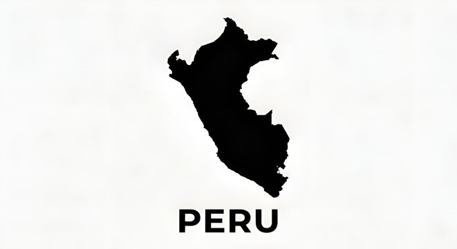 Minimalist black silhouette map of Peru