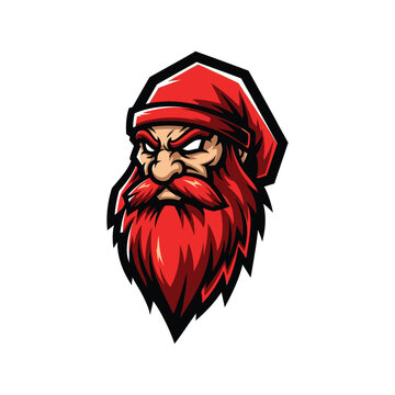 Cartoon angry old man with red beard.