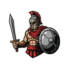Obraz premium Ancient Greek Warrior Holding Sword.