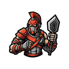 Obraz premium Cartoon Gladiator Holding Battle Axe.