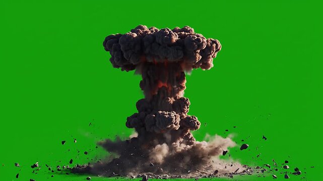 A massive explosion with a green background.
