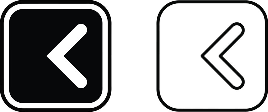 Vector graphic illustration of back arrow buttons in black and white