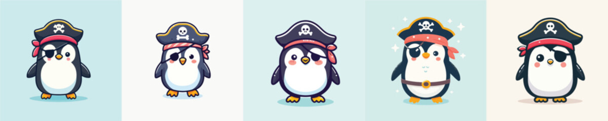 Obraz premium penguin in a beautiful pirate costume