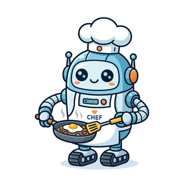 Cartoon AI Cooking Assistant Vector Illustration