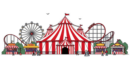 Colorful Circus Tent with Rides. © Naswi