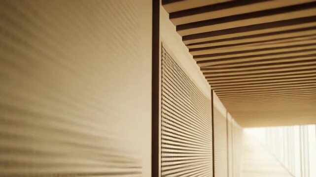 Perforated metal wall with small holes creating patterns and converging lines, showcasing modern architecture and design elements in an abstract perspective