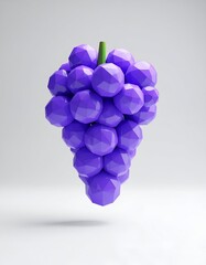Fototapeta premium Low Poly Purple Grapes - A Modern Digital Art Piece.