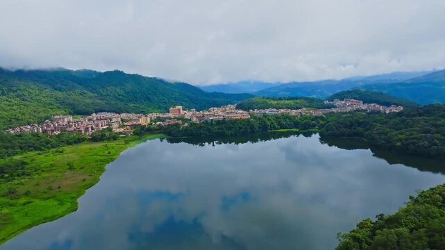 Ximeng Puer Yunnan Mengsuo Longtan Scenic Landscape Beautiful View 4k Aerial