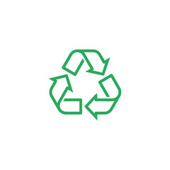 Obraz premium Green recycling symbol with arrows.