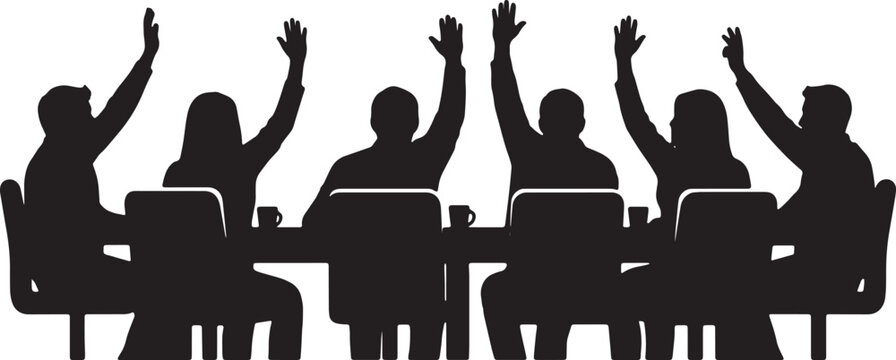 Business Boardroom Voting and Decision Making Silhouettes