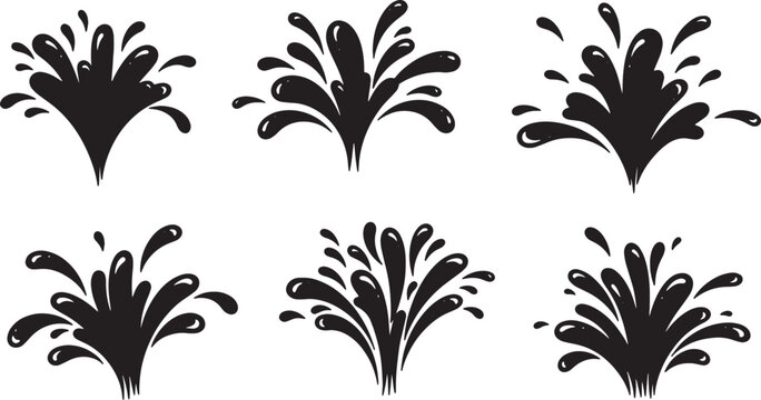 Black Solid Bursting Bubble Droplet Shapes