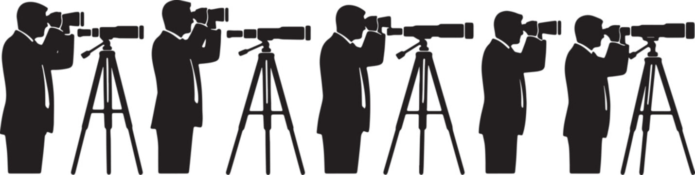 Business Vision and Future Foresight Silhouettes on White