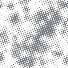 Fototapeta premium Black polka dots seamless pattern on white background. Halftone minimalist abstract wall in diagonal lines.