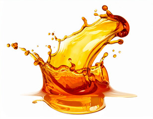 Fototapeta premium 水しぶきで描かれた琥珀色のスプラッシュデザインの抽象背景 Abstract background with an amber splash design depicted with water droplets.