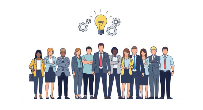 Diverse business people standing together.